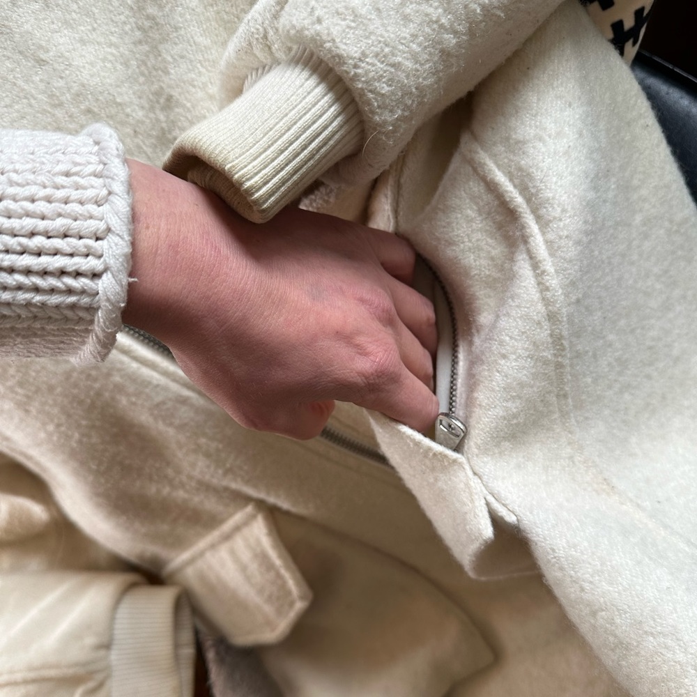 FRNCH Wooly Long Bomber Jacket - Picture 6 of 11